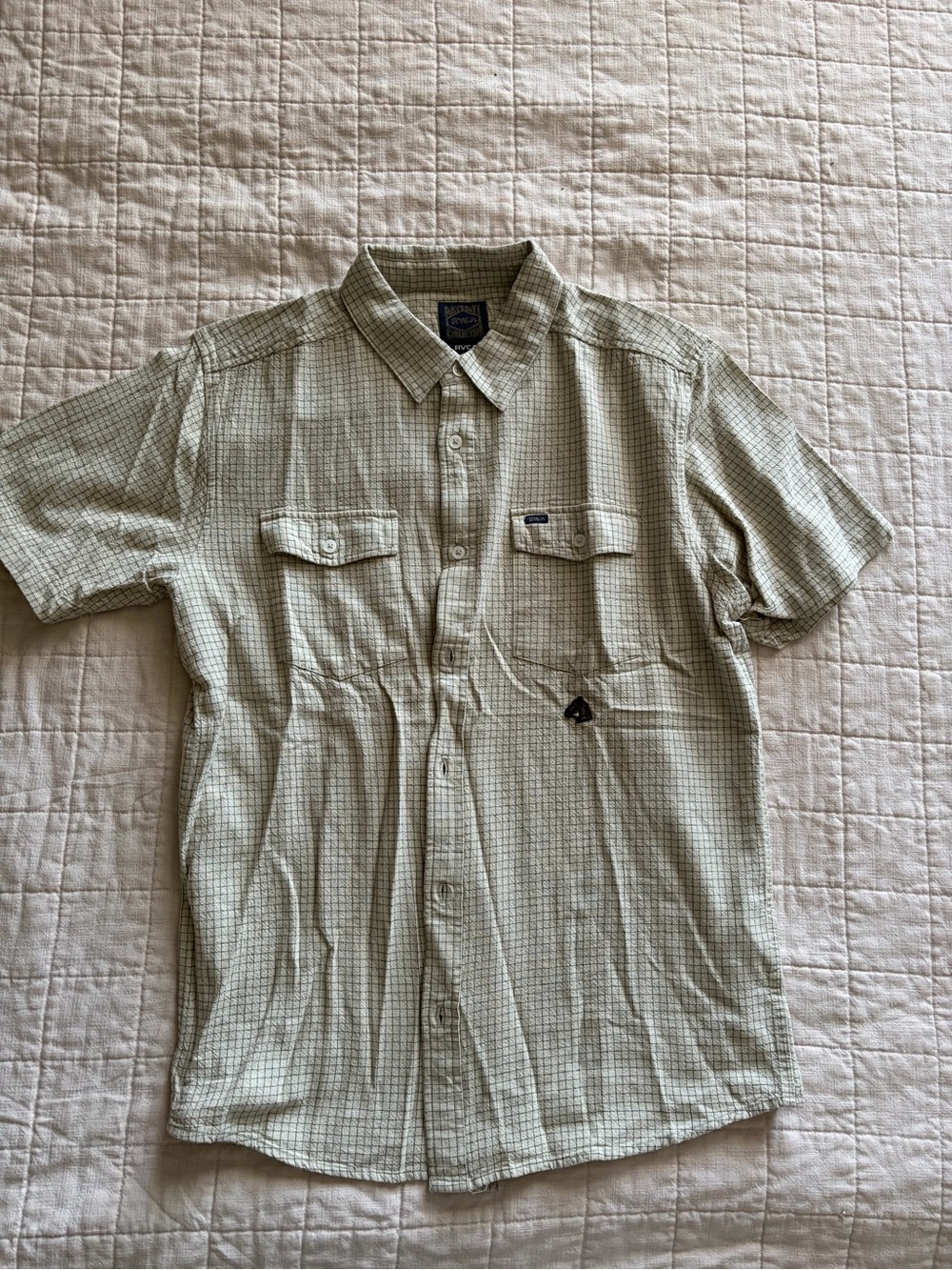 RVCA Light Green Check Short-Sleeve Button-Down Shirt
